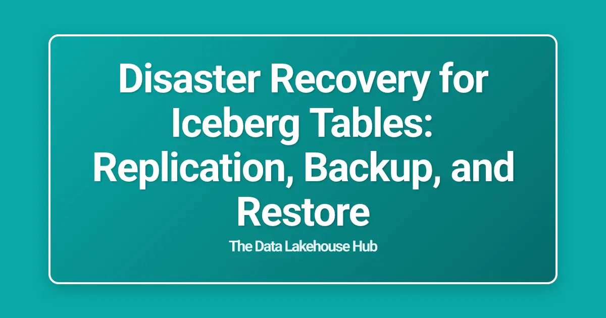 Disaster Recovery for Iceberg Tables: Replication, Backup, and Restore
