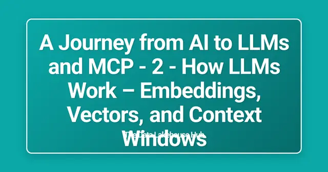 A Journey from AI to LLMs and MCP - 2 - How LLMs Work  – Embeddings, Vectors, and Context Windows