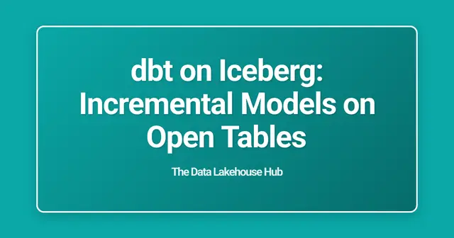dbt on Iceberg: Incremental Models on Open Tables