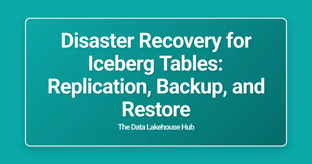 Disaster Recovery for Iceberg Tables: Replication, Backup, and Restore