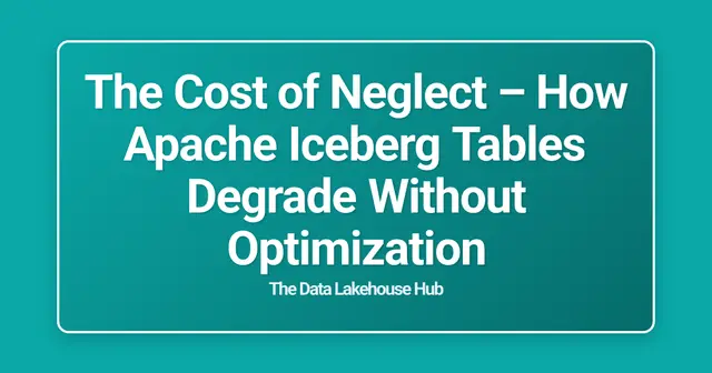The Cost of Neglect  – How Apache Iceberg Tables Degrade Without Optimization